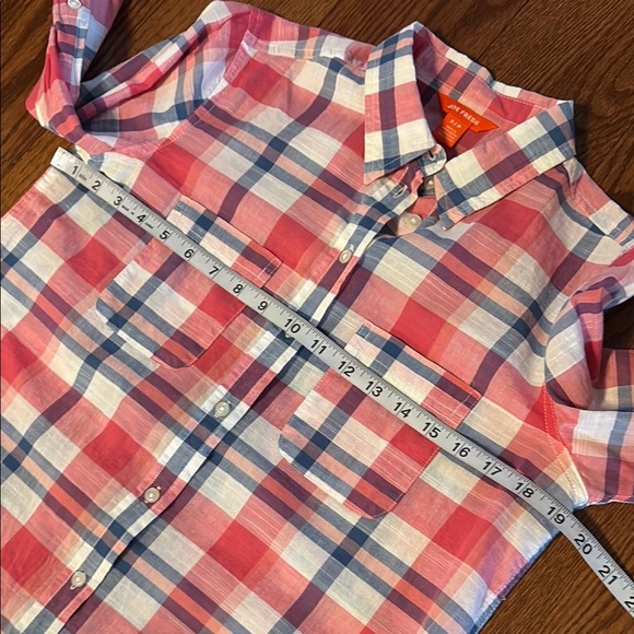 Joe Fresh women’s Pink and Blue Plaid Button Down Shirt - Picture 9 of 11